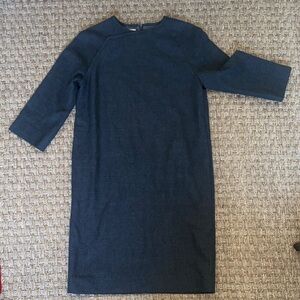 Trademark Elegant Heather Gray 100% Wool 3/4 sleeve Midi Dress sz 4